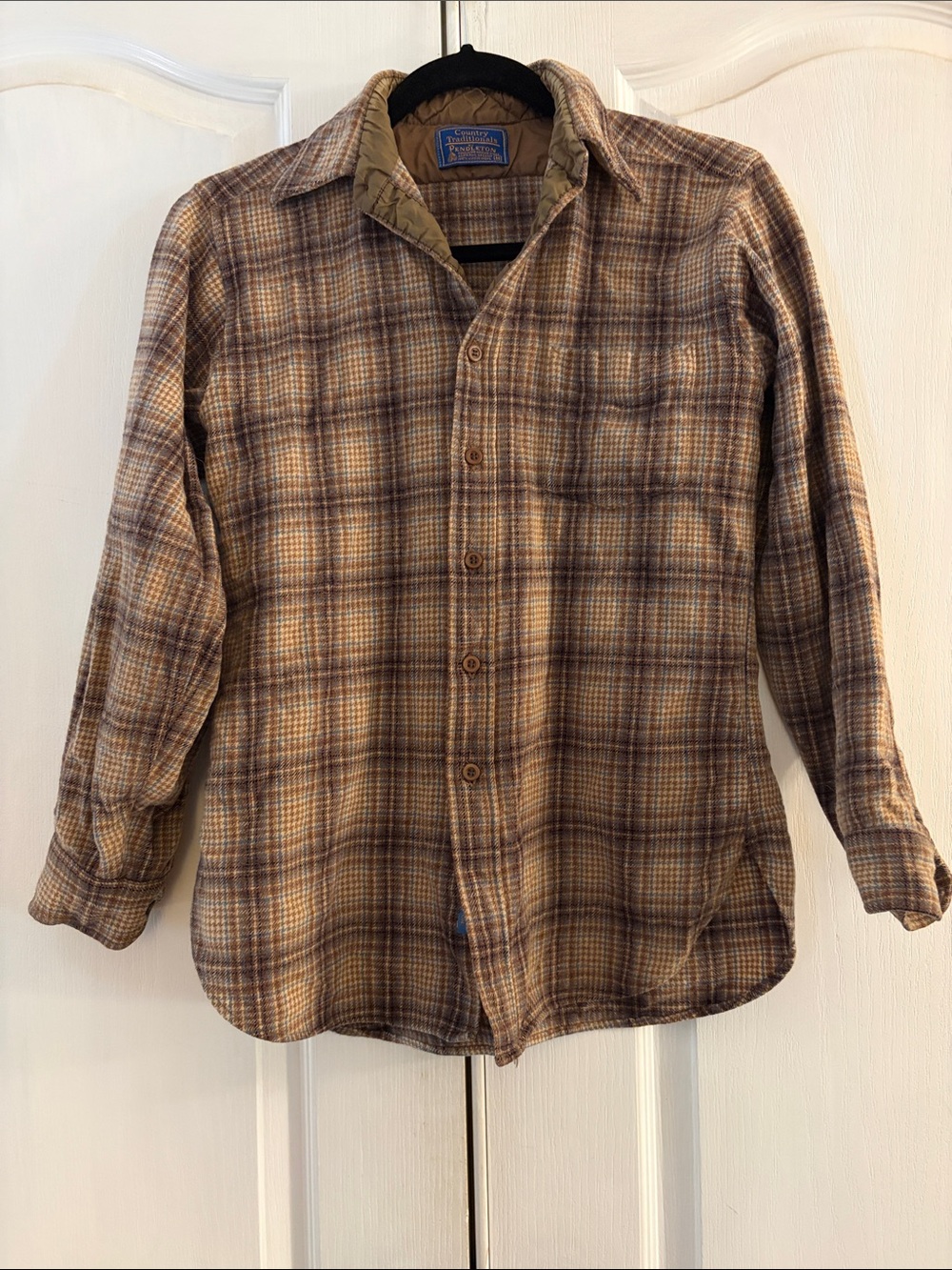 Men's Pendleton Plaid Flannel Shirt in Brown and Tan